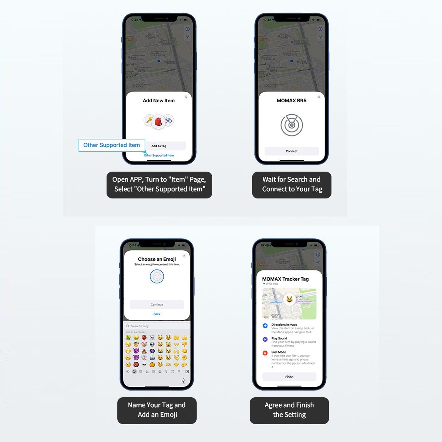 steps in using the app to make Pinpop Airtag Wireless Loctaion Tracker easier
