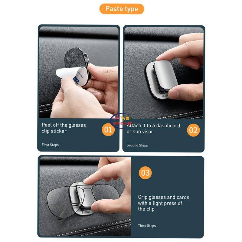 steps to paste Baseus Platinum Vehicle Eyewear Clip 