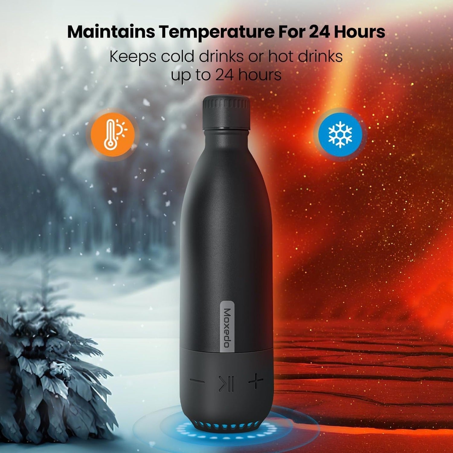 maintains temperature of Moxedo Wireless Speaker Vaccum Flask