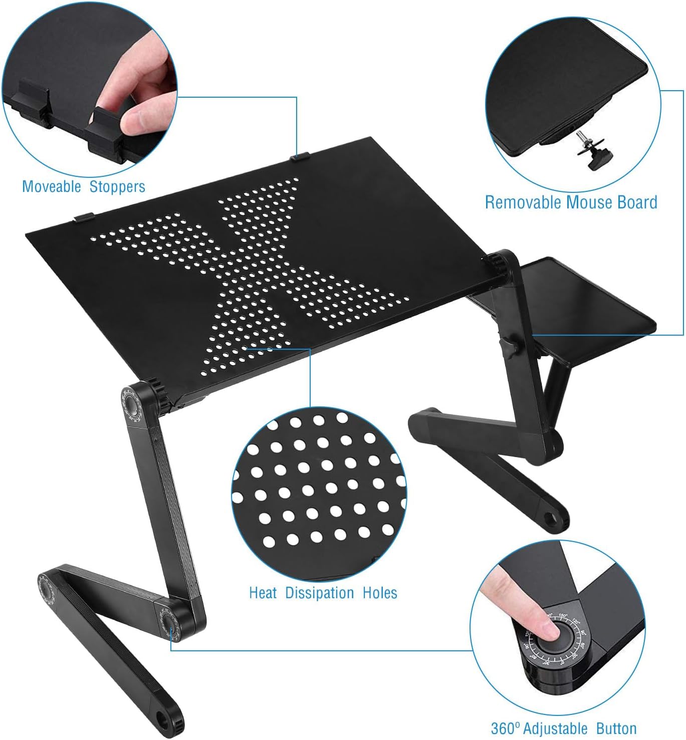 Multi-functional Laptop Holder Stand, Laptop Table Desk with Fan and Mouse Plate
