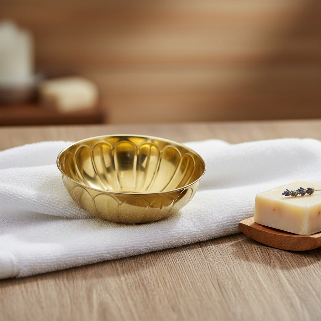 Hammam Bath Bowl, Traditional Decorative Gold Finish  Washing Bowl