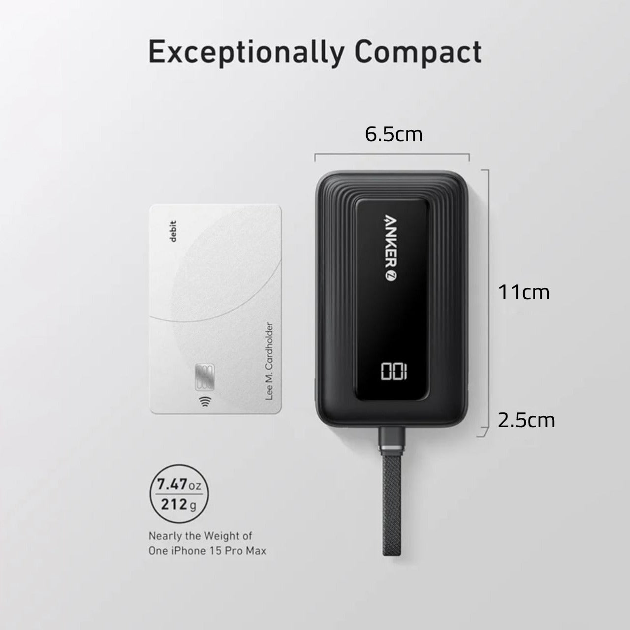 Anker Zolo 20,000mAh Power Bank, 30W Fast Charging, Built-In USB-C Cable -  A1689H11