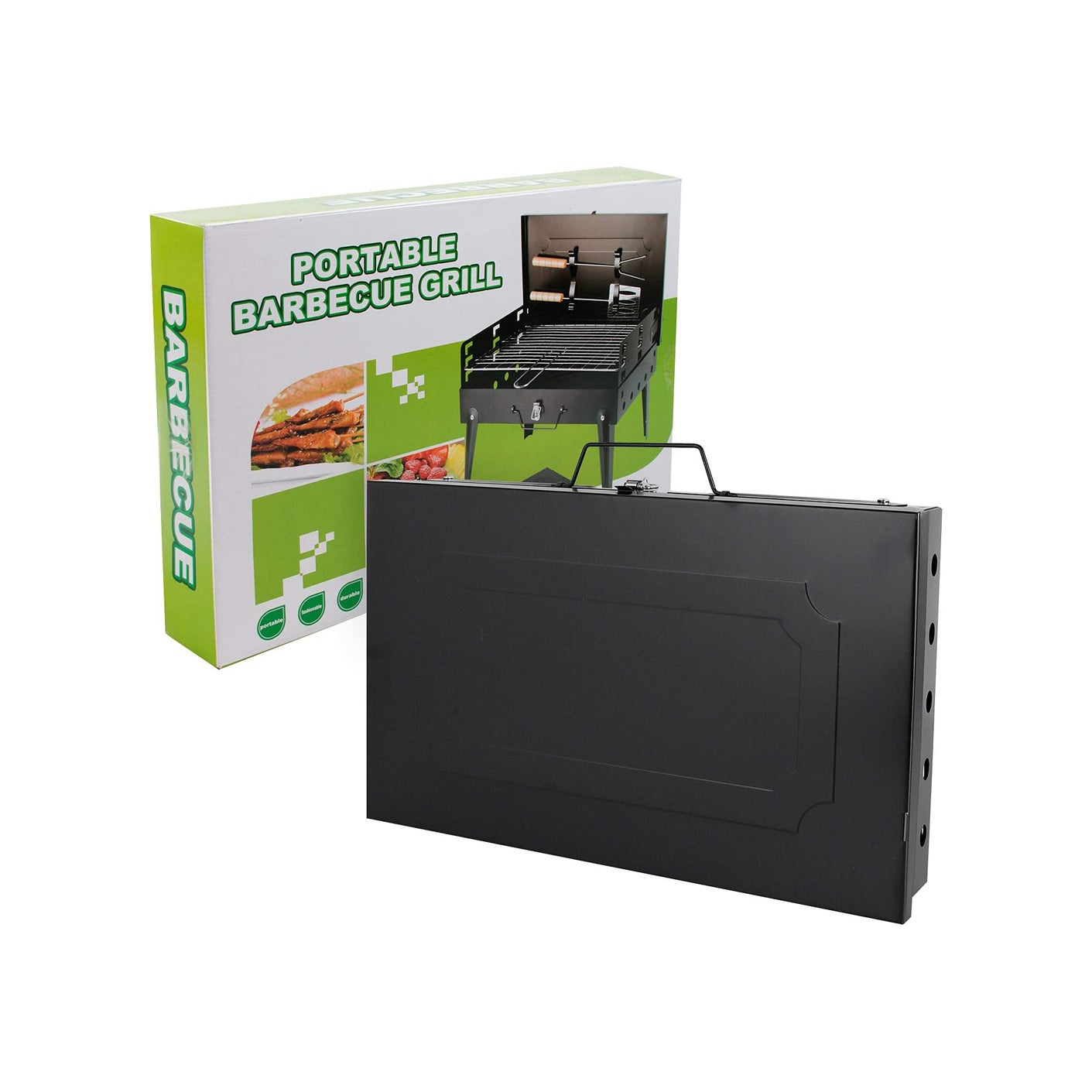 Portable Camping BBQ Grill, Charcoal Barbecue Stove Set