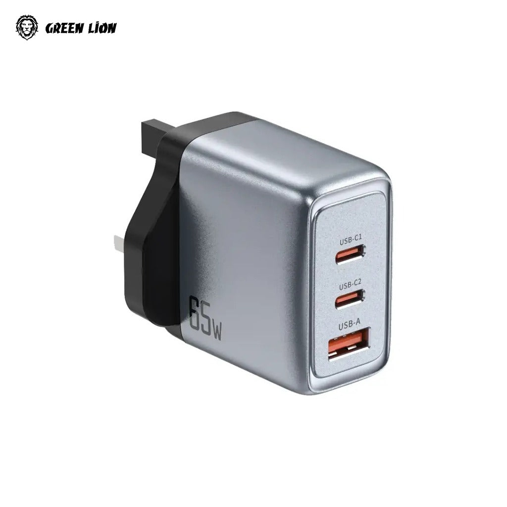 شاحن حائط Green Lion GaN Premium UK Plug بقوة 65 واط - GL-WC19 