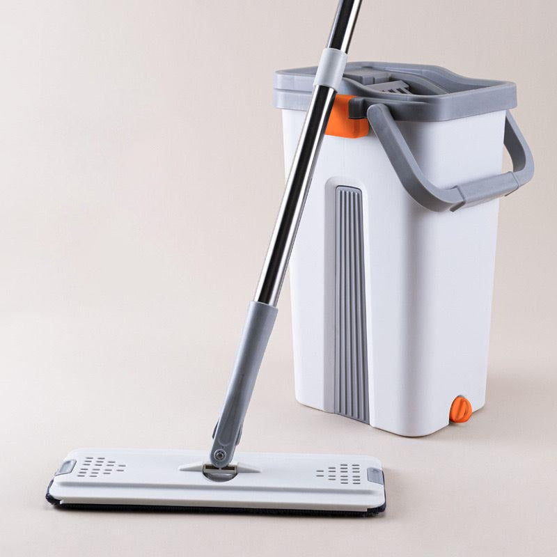 360° 2in1 Flat Mop - Self-Wash And Squeeze Dry Flat Mop With Bucket 2 Mop Pads