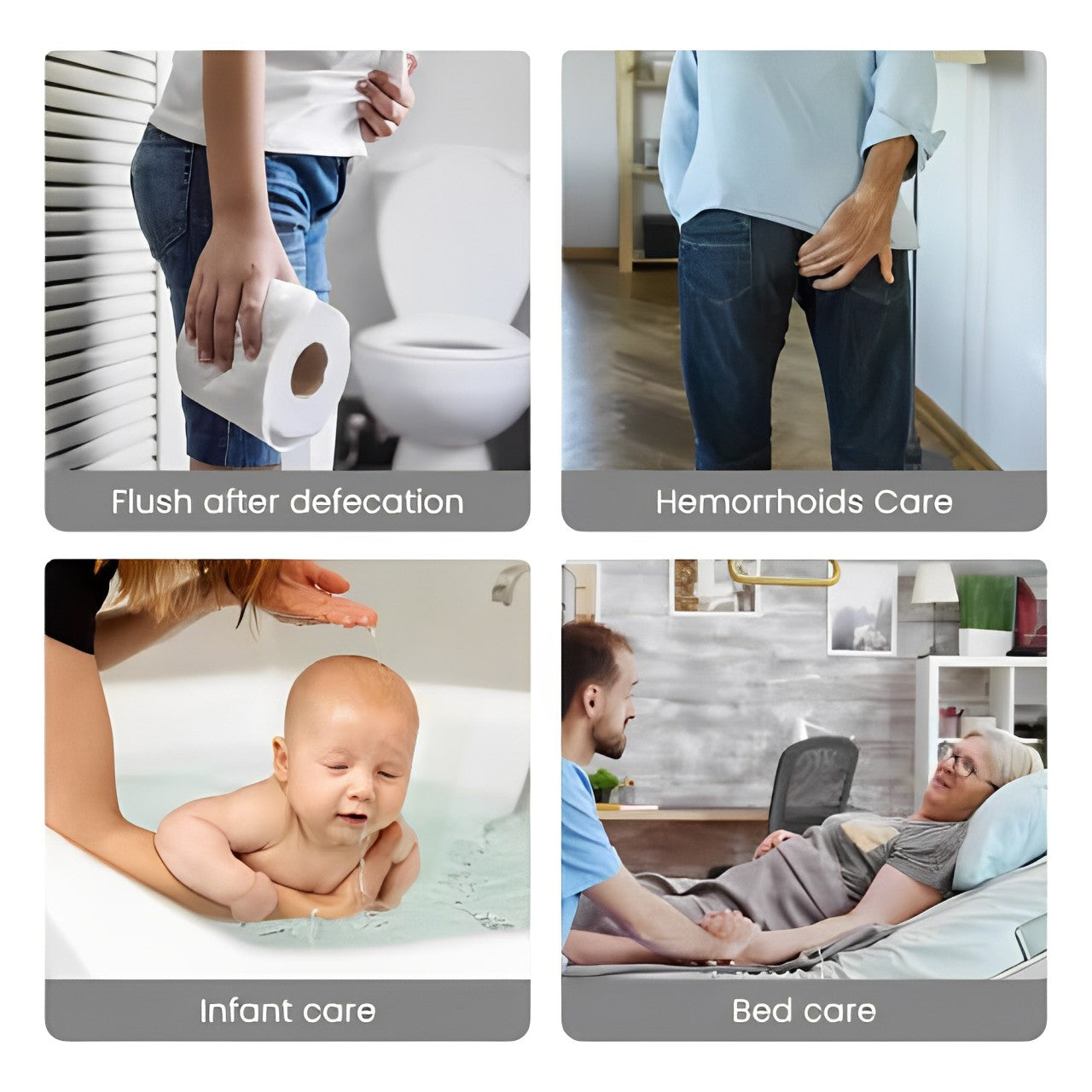 Different Person is Using Portable Electric Flushing Device.