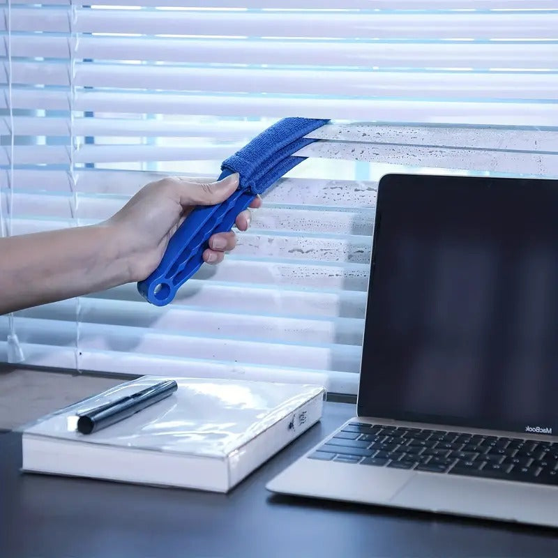 lady cleaning her working place with Window Blinds Cleaner Duster Brush