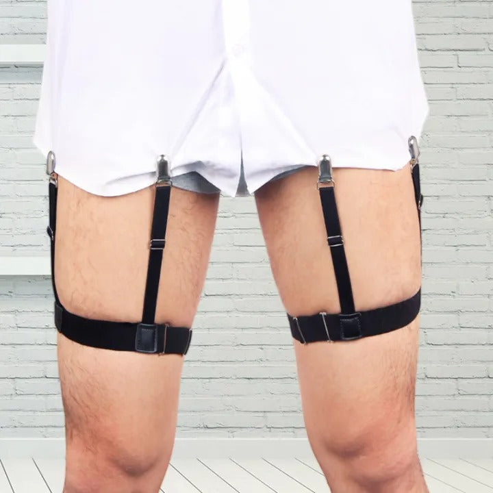 man wearing Mens Shirt Stays Garters 