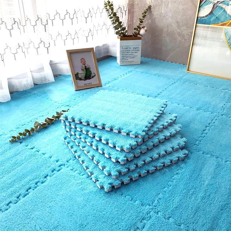 Blue Carpet Tile Floor Mat.