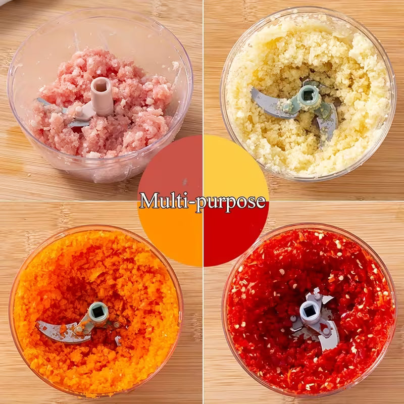 Manual Food Chopper, Multi-Functional Hand Cutter, Pull String Food Processor