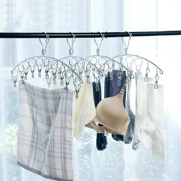 20 Clips Stainless Steel Clothes Drying Hanger,