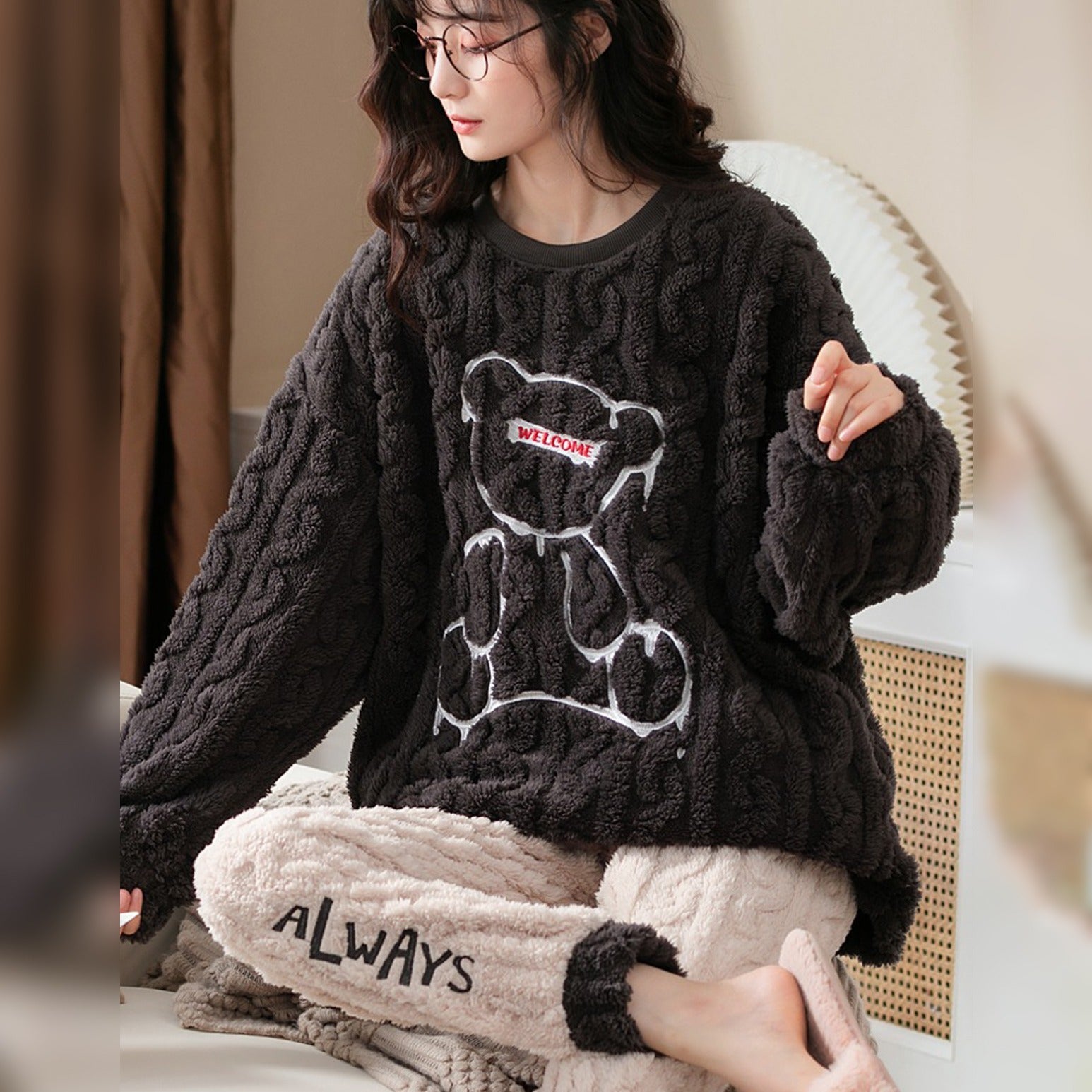 black winter nightwear