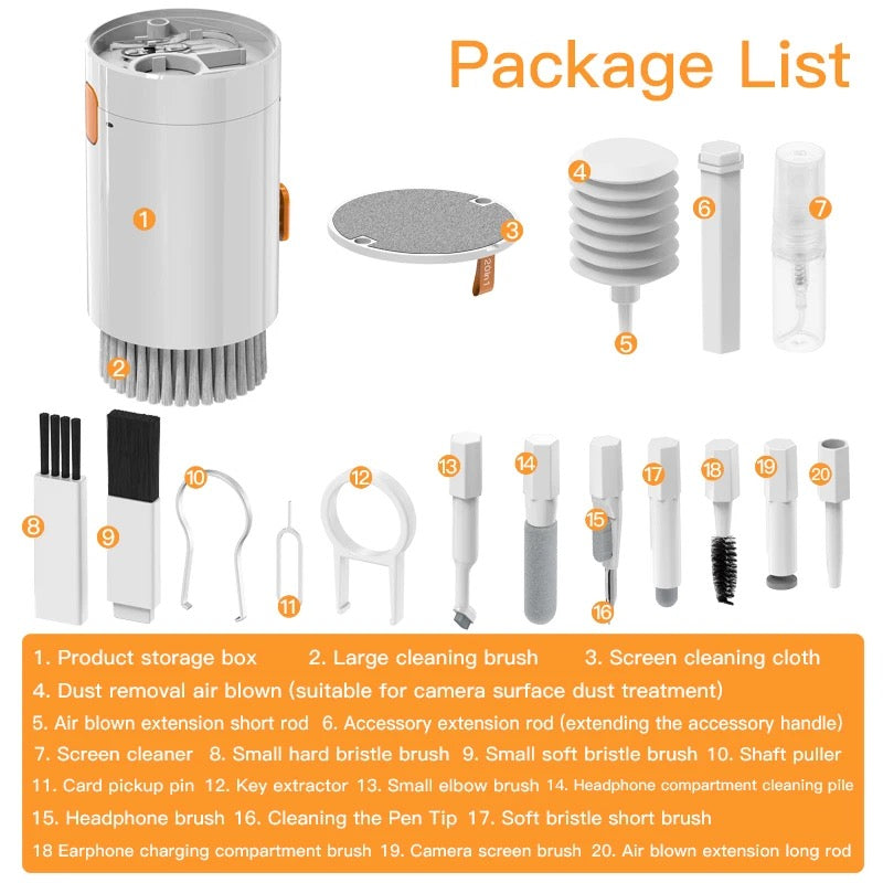 20-in-1 Multi-Functional Cleaning Tools Kit for Keyboards, AirPods, iPhone, Mobile, Computer, Laptop, Camera, Headphones