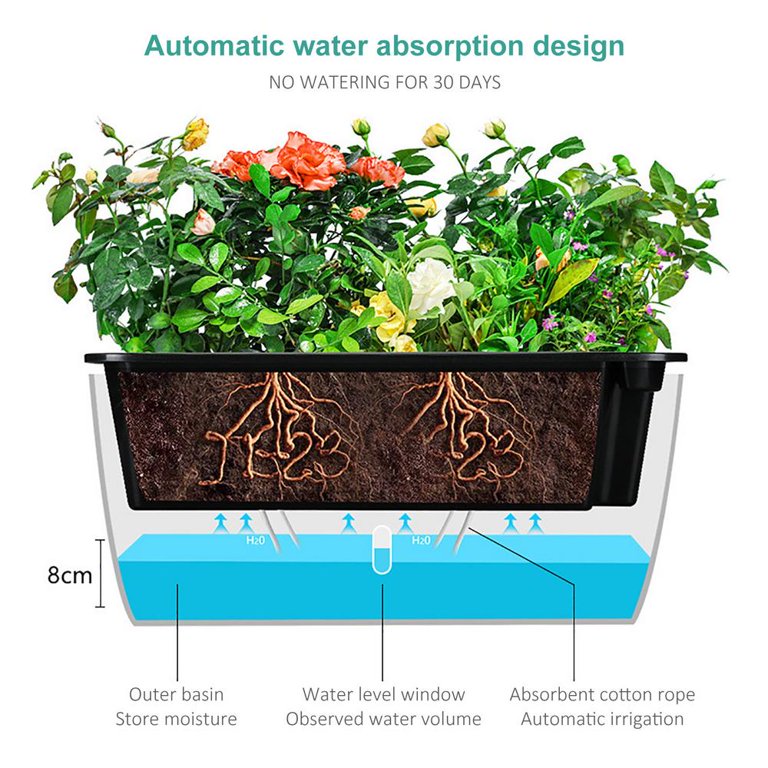 Self Watering Planter Pot, Double Layer Flower Pot with Visible Water Level