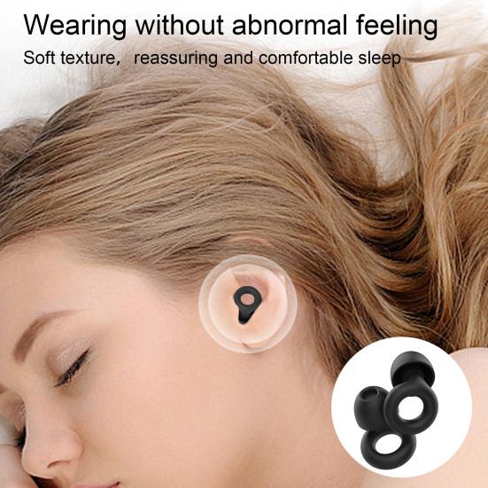 A Lady is Sleeping While Using Earplugs.