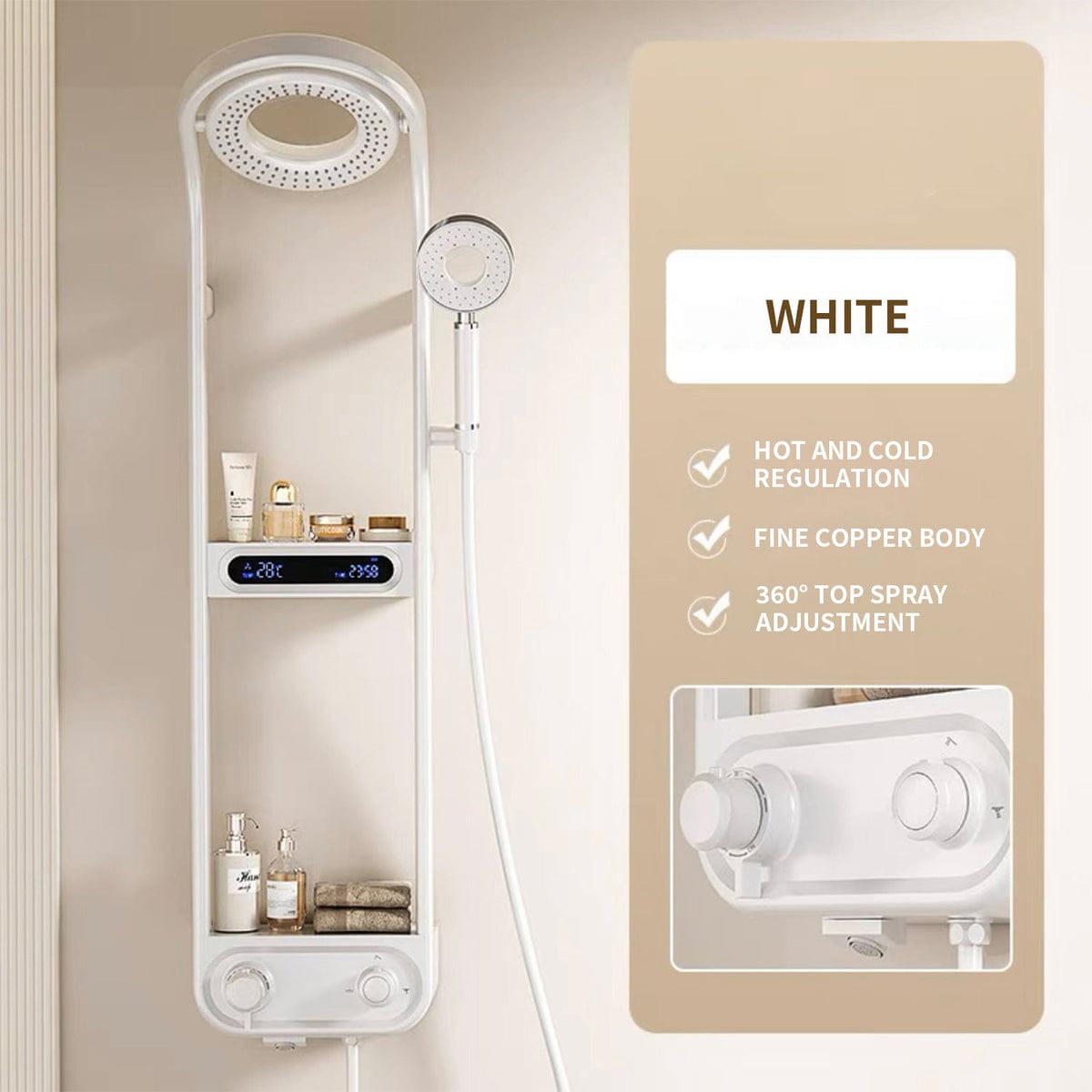 Rain Shower Faucet Set in White.