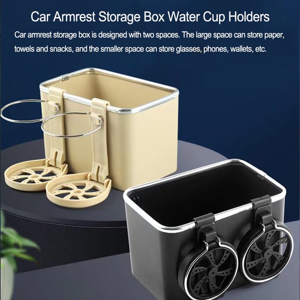 Car Armrest Storage Box with Cup Holder