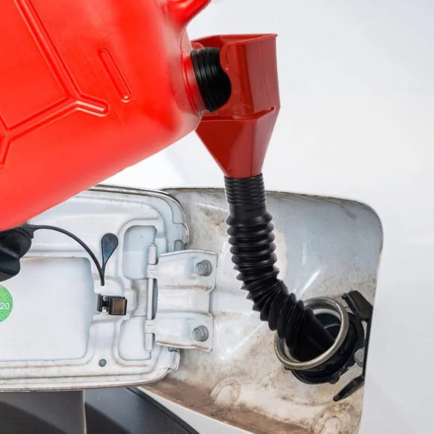 Filling Fuel Using Foldable Hose Tool.