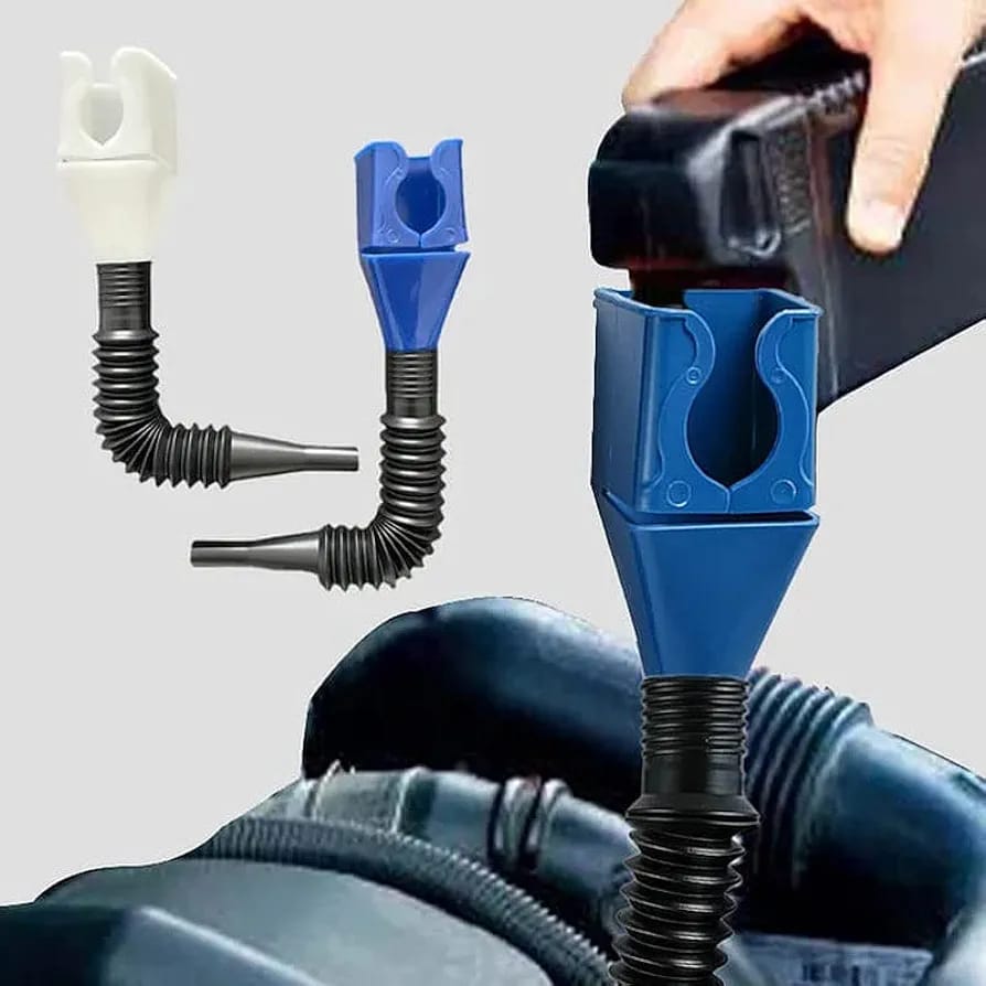 Filling Fuel Using Foldable Hose Tool.