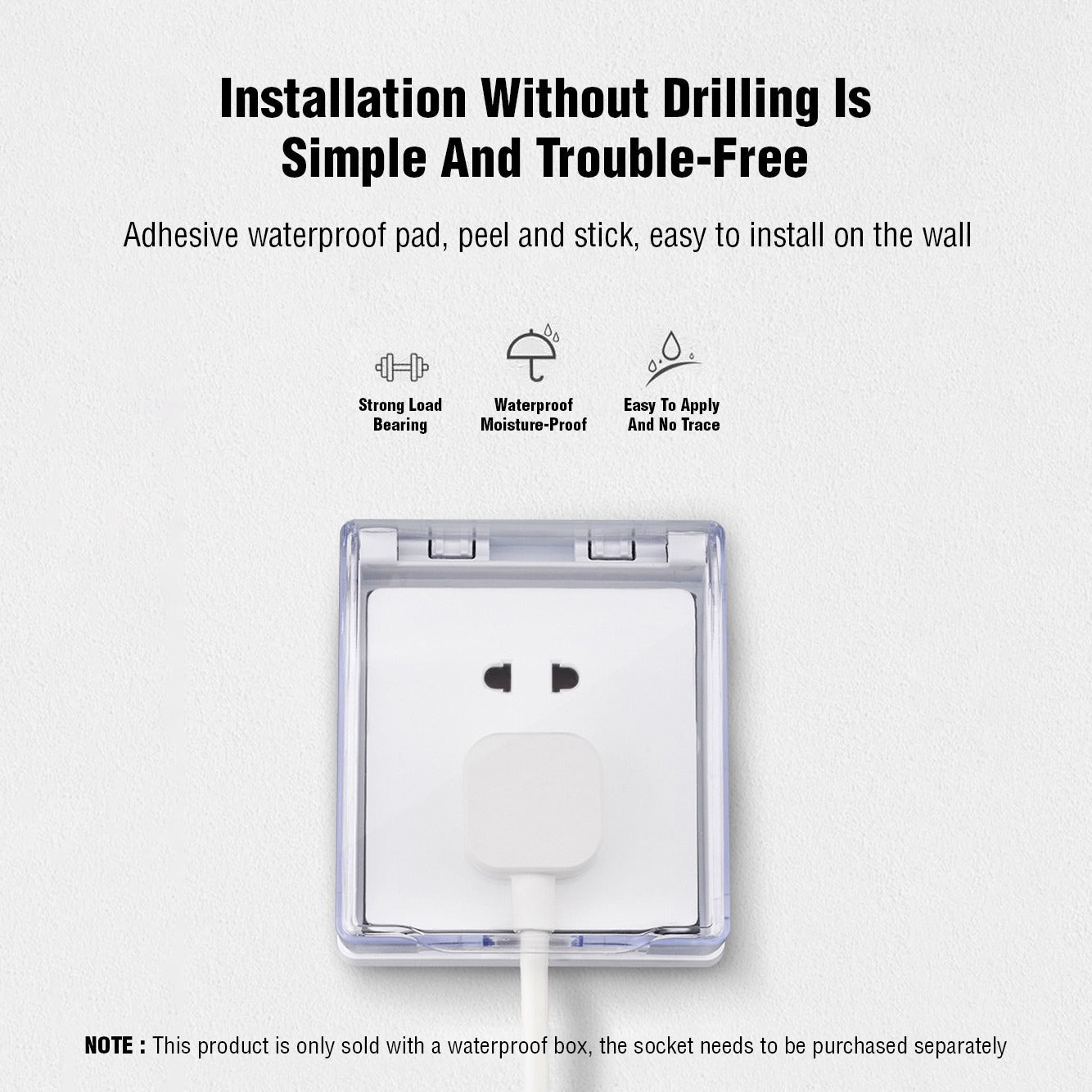 Switch Socket Waterproof Cover - Bathroom Splash-Proof Protector, Transparent Adhesive Box for Outlet Safety