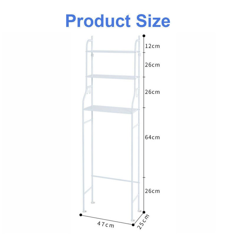 3 Layer Metal Toilet Storage Rack - White