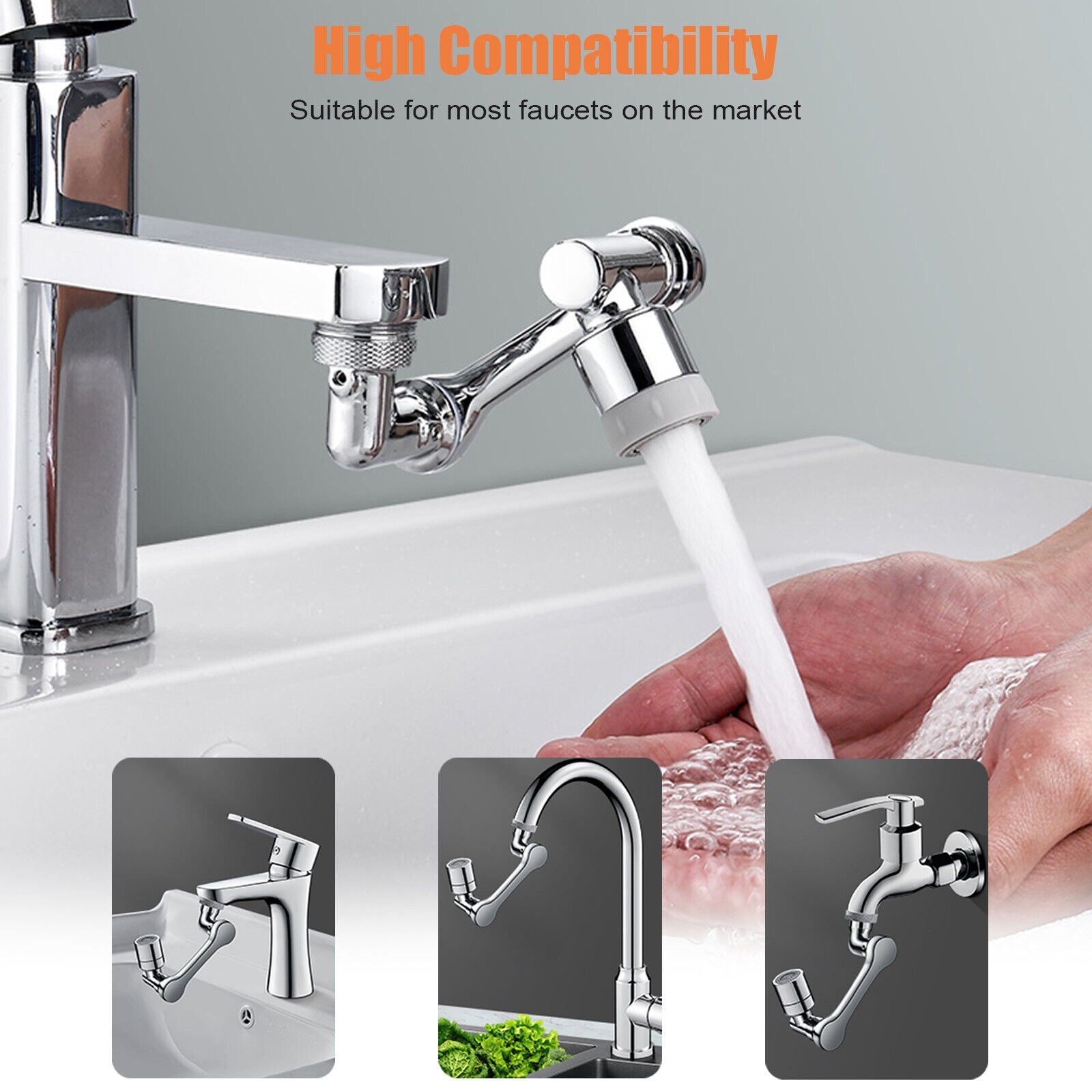 1080° Rotation Faucet Aerator Splash Filter Tap Extend Water Nozzle Bubbler