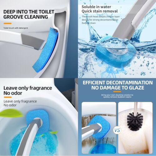 Disposable Head Toilet Cleaning Brush with Long Handle