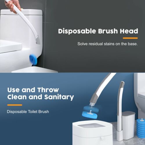 Disposable Head Toilet Cleaning Brush with Long Handle