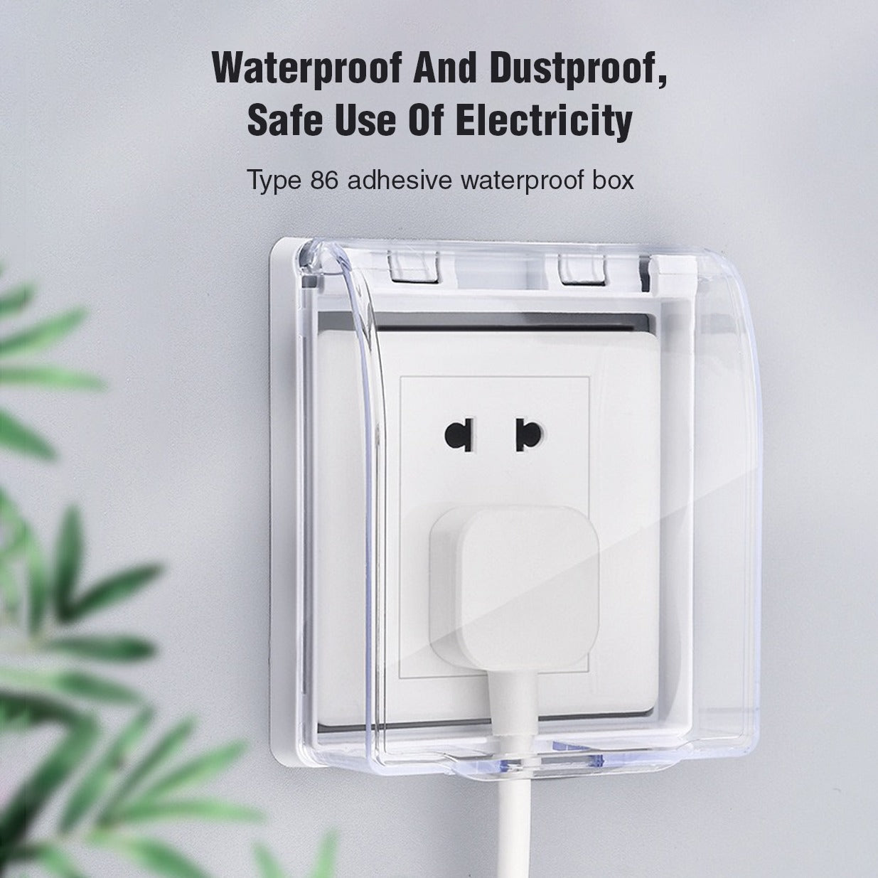 Switch Socket Waterproof Cover - Bathroom Splash-Proof Protector, Transparent Adhesive Box for Outlet Safety