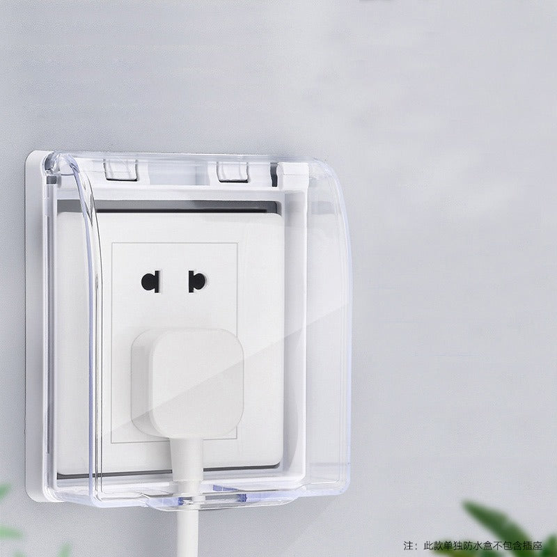 Switch Socket Waterproof Cover - Bathroom Splash-Proof Protector, Transparent Adhesive Box for Outlet Safety
