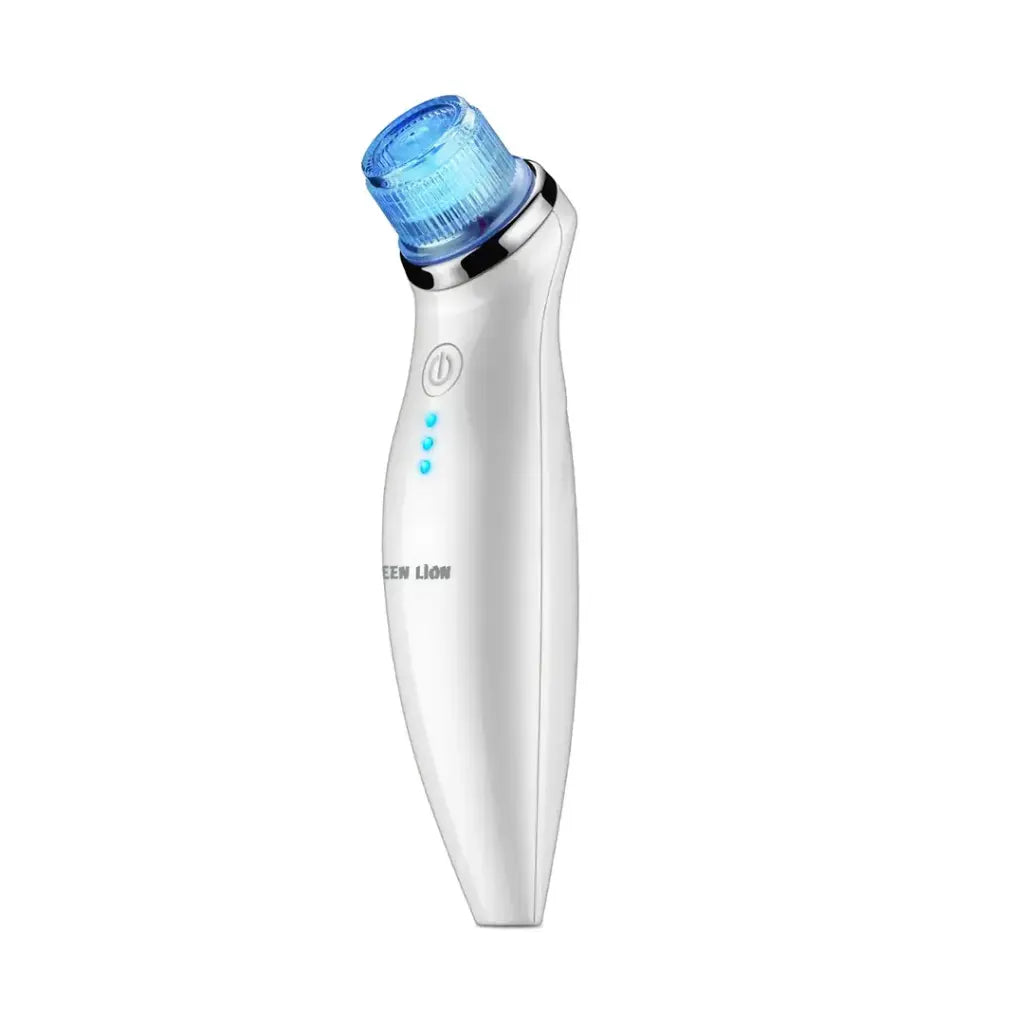 White Green Lion Blackhead Remover with blue light on a white background