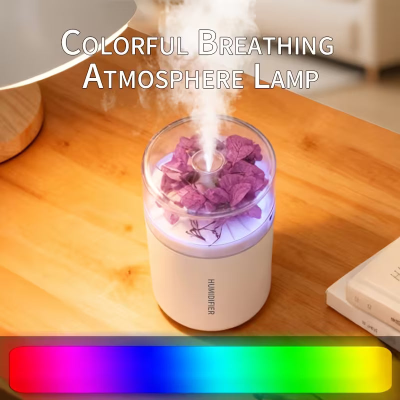 Colorful Flame Humidifier on a wooden surface