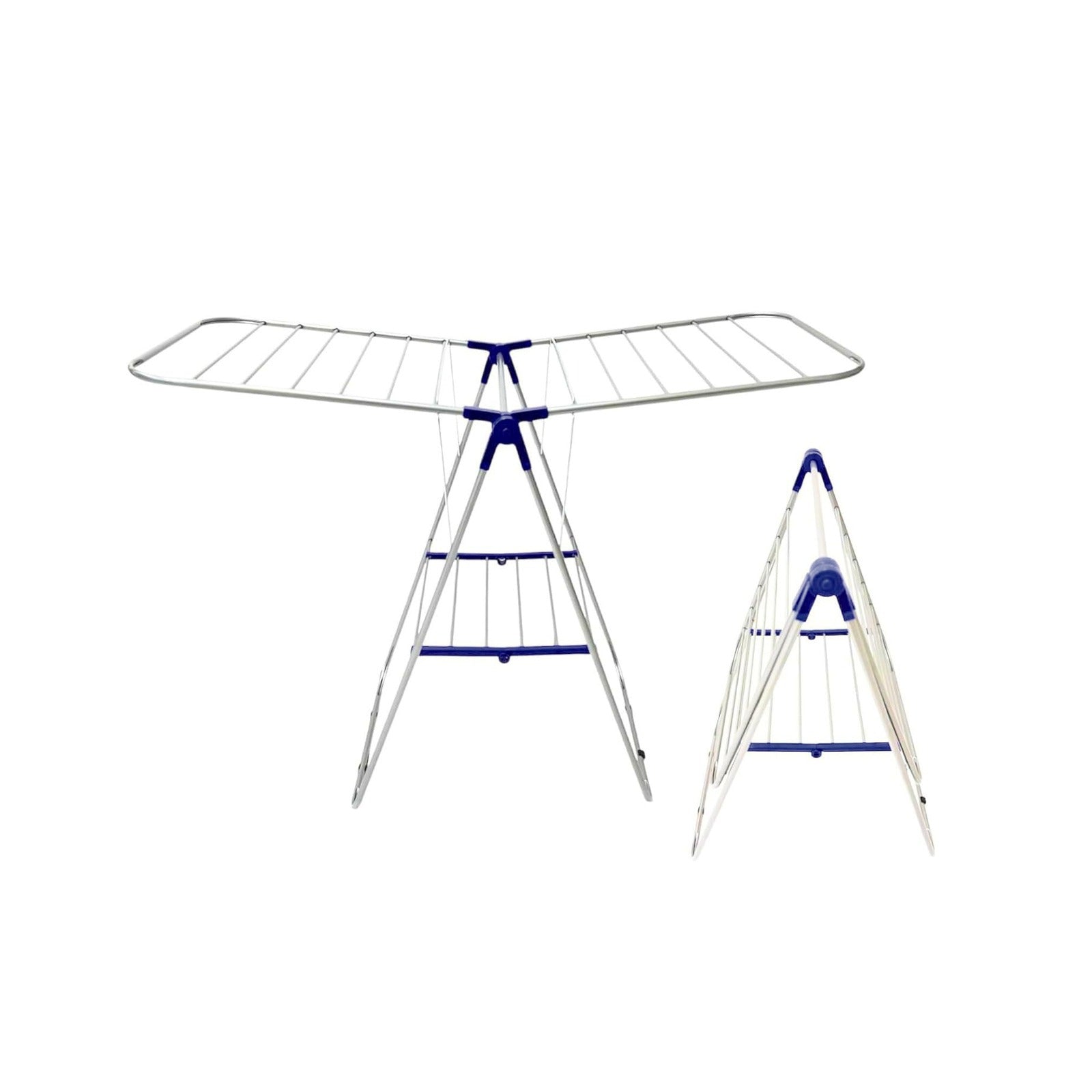 Foldable Clothes Drying Rack with folded design on a white background