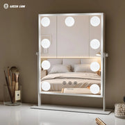 Green Lion Glam Shine Makeup Mirror 9 with lights in a bedroom setting